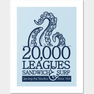 20,000 Leagues Sandwich and Surf T-Shirt (DARK) Posters and Art